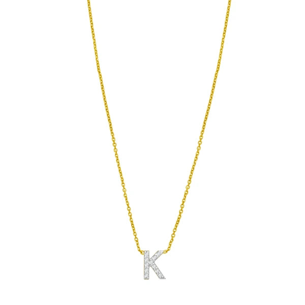 14K Mini Diamond K Initial