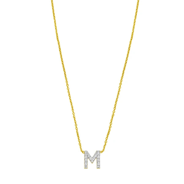 14K Mini Diamond M Initial