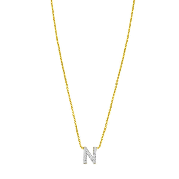 14K Mini Diamond N Initial