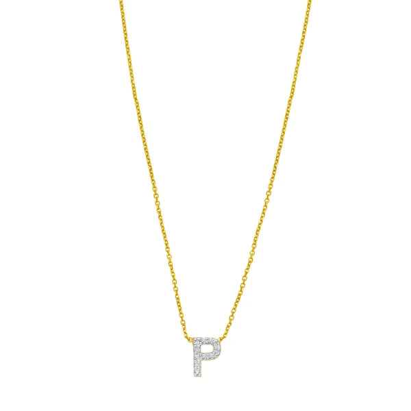 14K Mini Diamond P Initial
