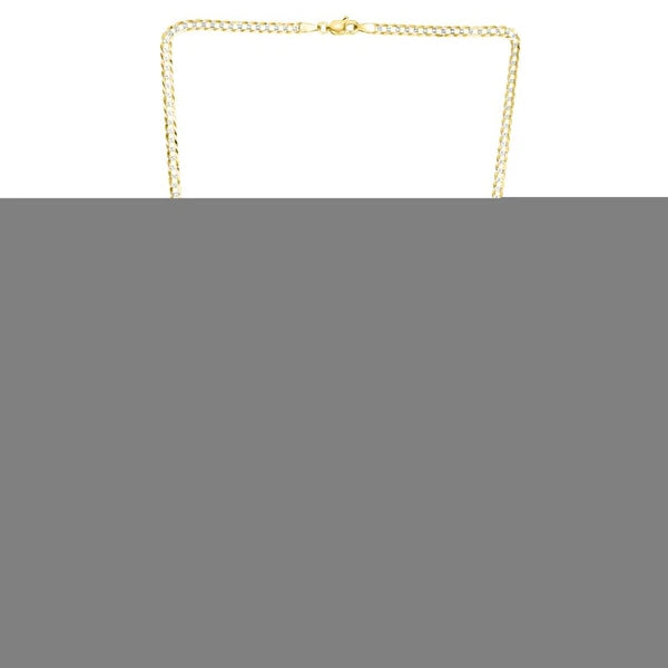 14K Gold 3.2mm White Pave Curb Chain