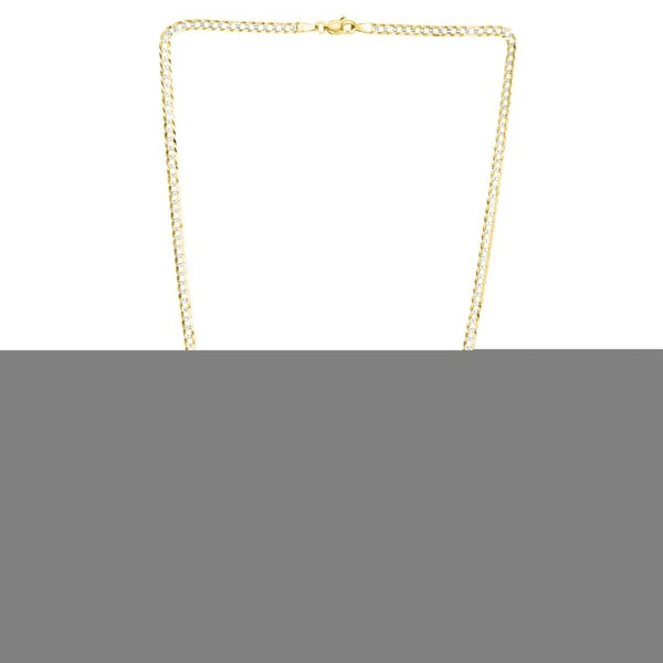14K Gold 3.2mm White Pave Curb Chain