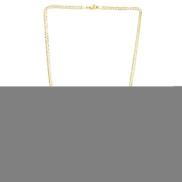 14K Gold 3.2mm White Pave Curb Chain