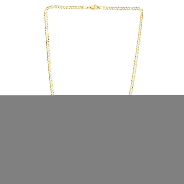 14K Gold 3.2mm White Pave Curb Chain