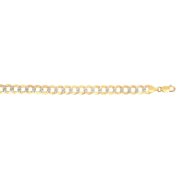 14K Gold 12.18mm White Pave Curb Chain