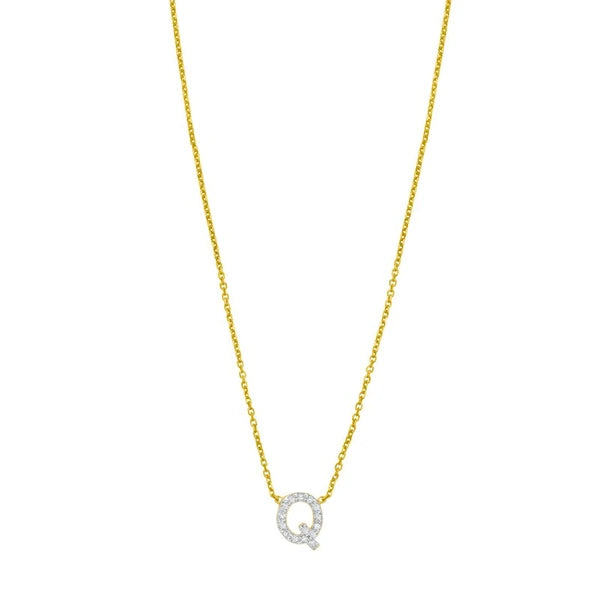 14K Mini Diamond Q Initial