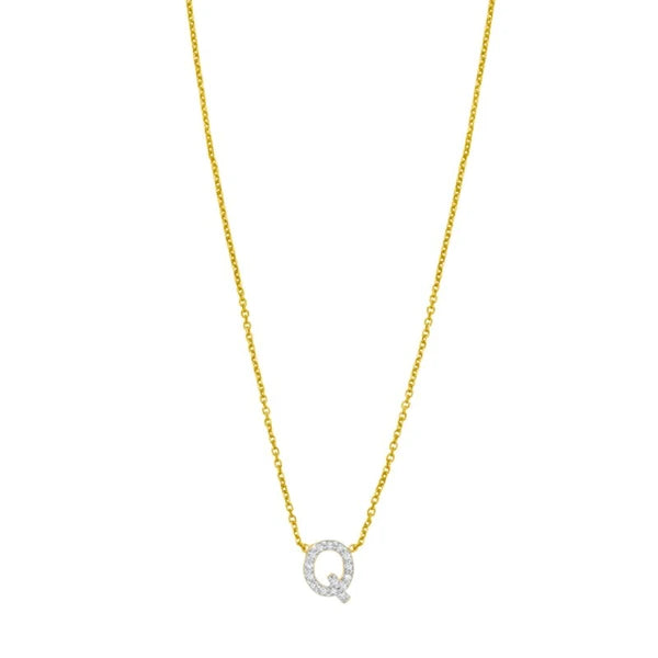 14K Mini Diamond Q Initial