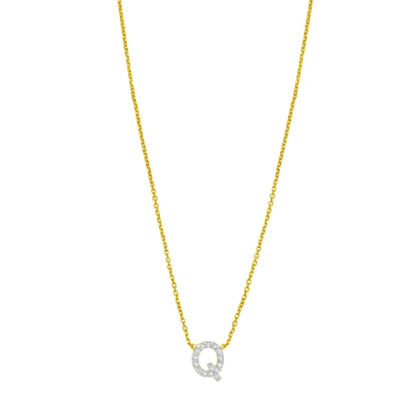 14K Mini Diamond Q Initial