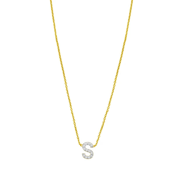 14K Mini Diamond S Initial