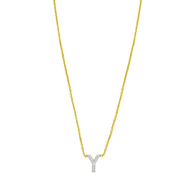 14K Mini Diamond Y Initial