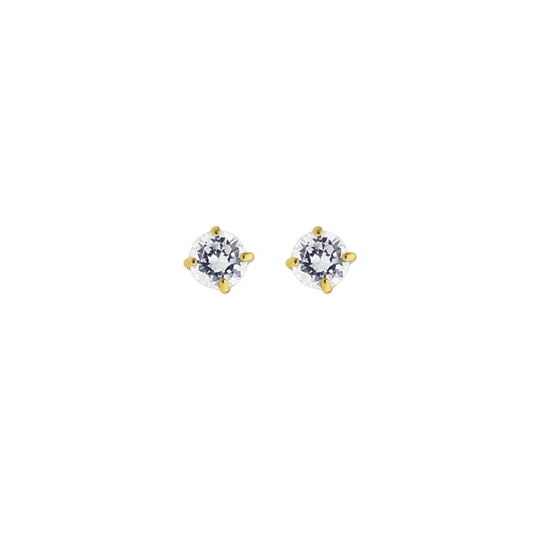 14K Gold 4mm Round CZ Stud Earring