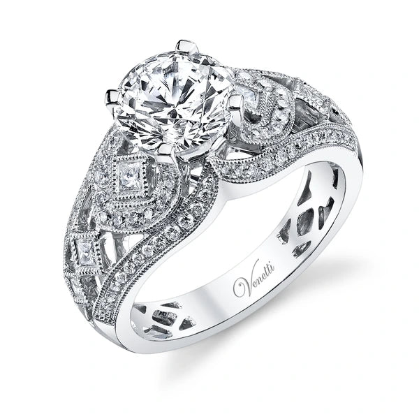 14K W Ring 90Rd 0.39Ct 6Pc 0.21Ct