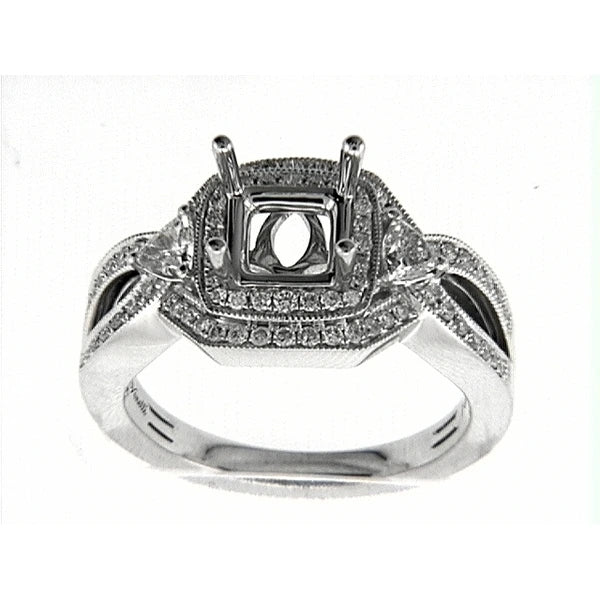 14K W Ring 78Rd 0.38Ct 2Tri 0.28Ct