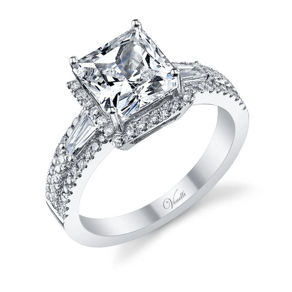 14K W Ring 76Rd 0.43Ct 2Tap 0.19Ct