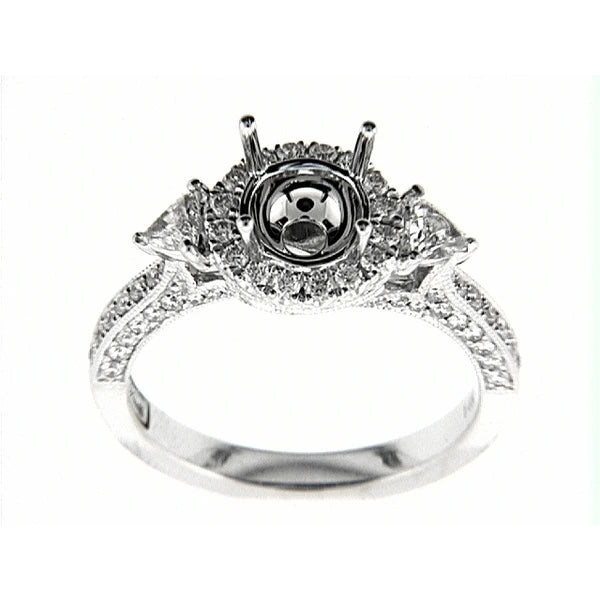 14K W Ring 92Rd 0.60Ct 2Tri 0.20Ct
