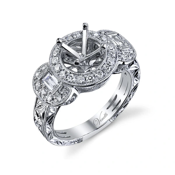 14K W Ring 32Rd 0.49Ct 2Bg 0.16Ct