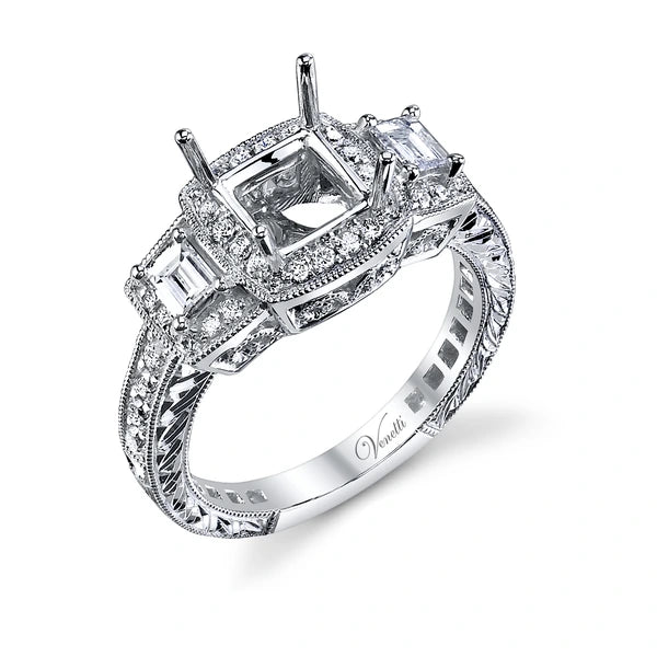 14K W Ring 38Rd 0.38Ct 2 Bg 0.31Ct