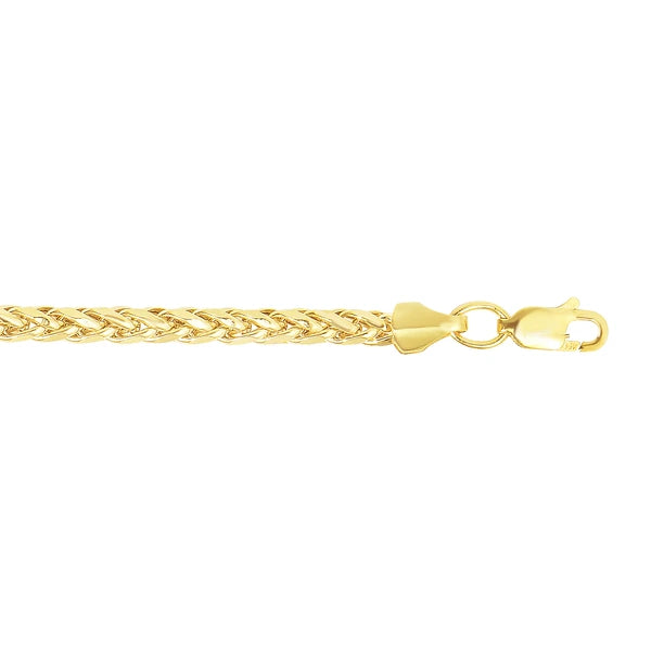 14K Gold 18" 3.15mm Diamond Cut Lite Round Wheat Chain