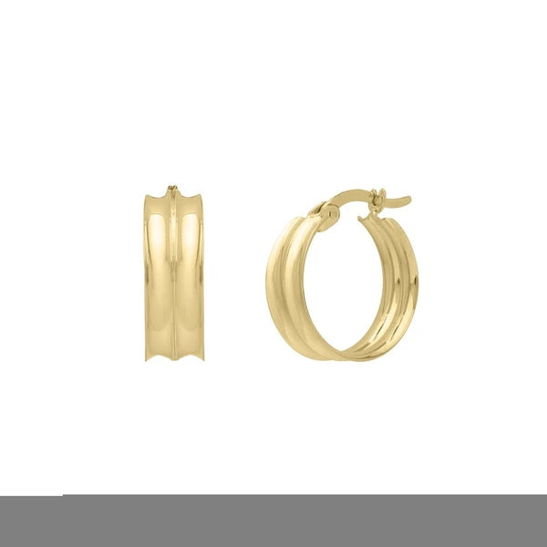 14K Medium Concave Hoops