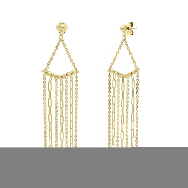 14K Triangle Fringe Earrings