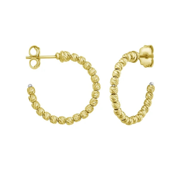 14K Bead Hoops