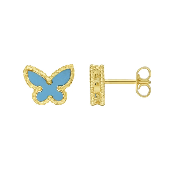 14K Primavera Turquoise Butterfly Studs
