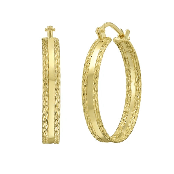 14K Sparkle Spring Hoops