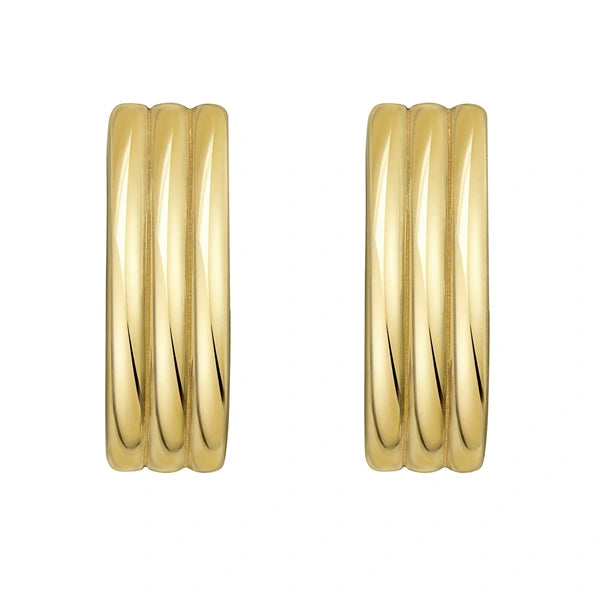 14K Gold Triple Row Oval Hoops