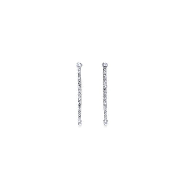 14K White Gold Micro Pave 30mm Round Inside Out Diamond Hoop Earrings