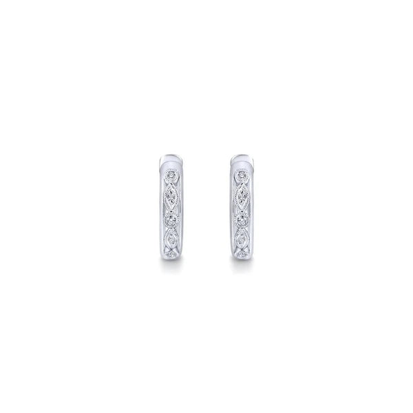 925 Sterling Silver 10mm Pave Diamond Huggie Earrings
