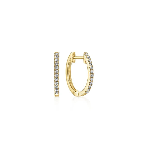 14K Yellow Gold Classic 15mm Pavé Diamond Huggies