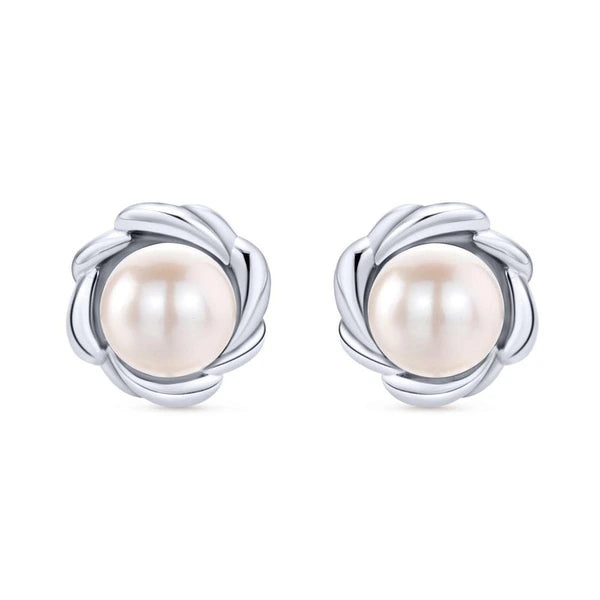925 Sterling Silver Cultured Pearl Stud Earrings