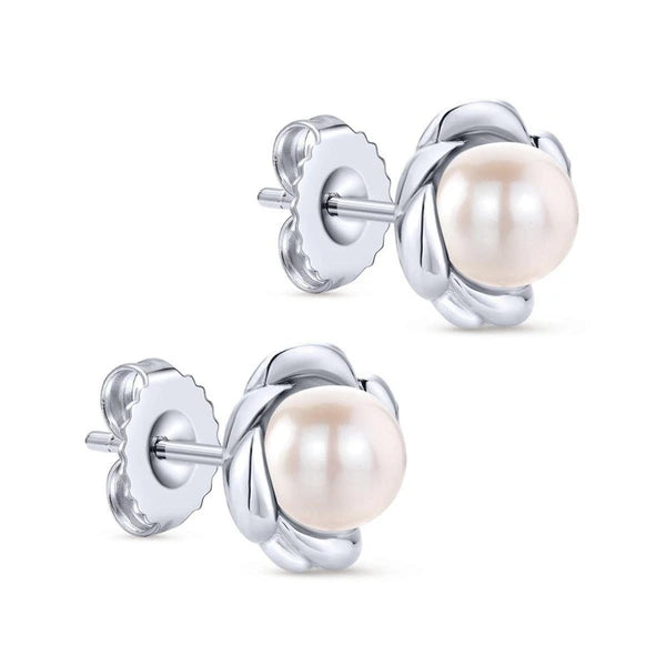 925 Sterling Silver Cultured Pearl Stud Earrings