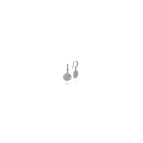 925 Sterling Silver White Sapphire Vintage Inspired Floral Drop Earrings
