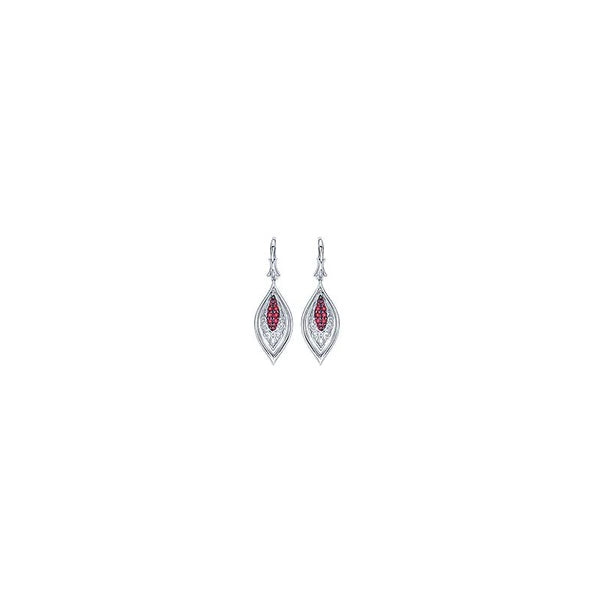 925 Sterling Silver Vintage Inspired Marquise Ruby Drop Earrings