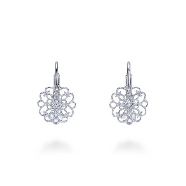 925 Sterling Silver White Sapphire Vintage Drop Earrings