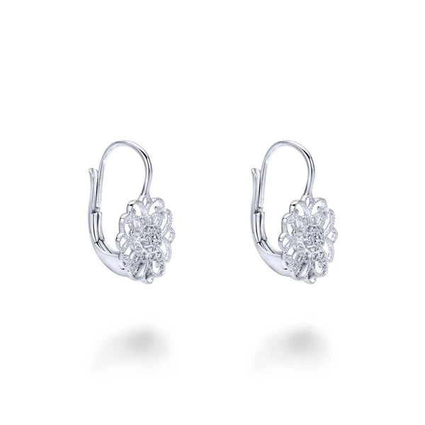925 Sterling Silver White Sapphire Vintage Drop Earrings