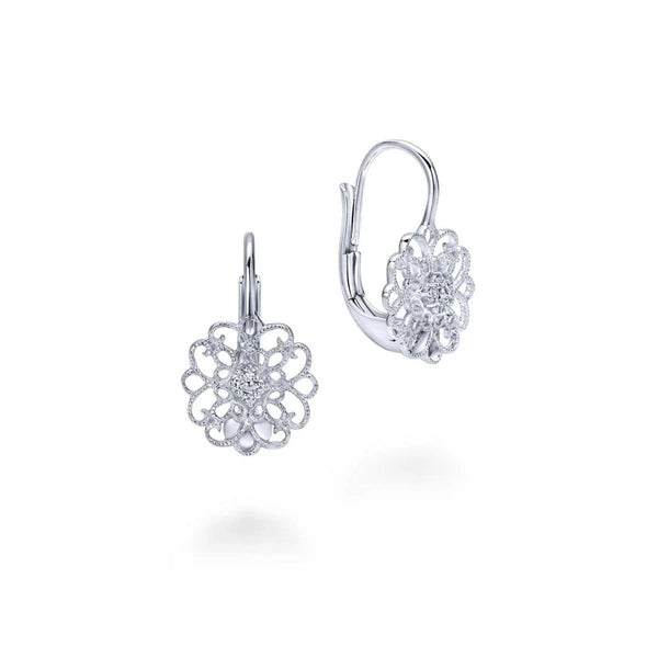 925 Sterling Silver White Sapphire Vintage Drop Earrings