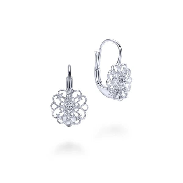 925 Sterling Silver White Sapphire Vintage Drop Earrings