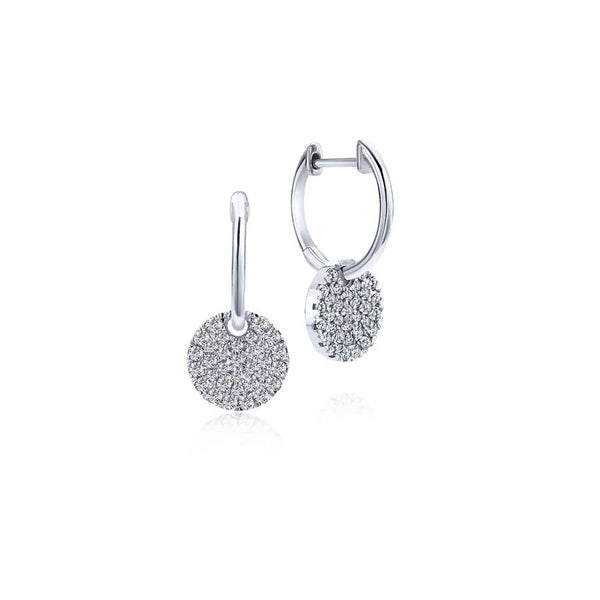 14K White Gold Diamond PavÃ¢Ë†Å¡Ã‚Â© Disc Drop Earrings