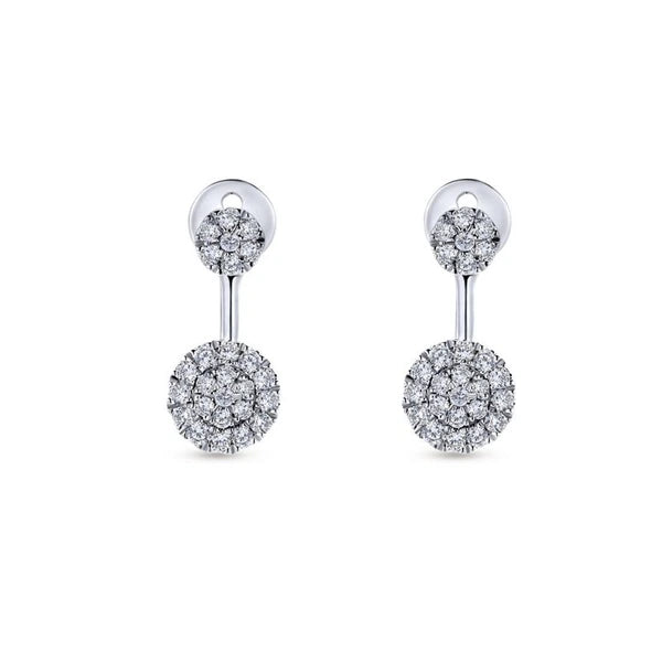 14K White Gold Peek A Boo Circle Diamond Earrings