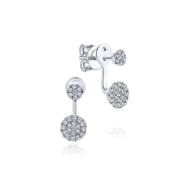 14K White Gold Peek A Boo Circle Diamond Earrings