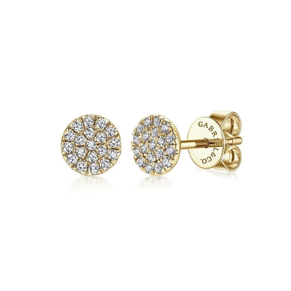 14K Yellow Gold Cluster Diamond Stud Earrings
