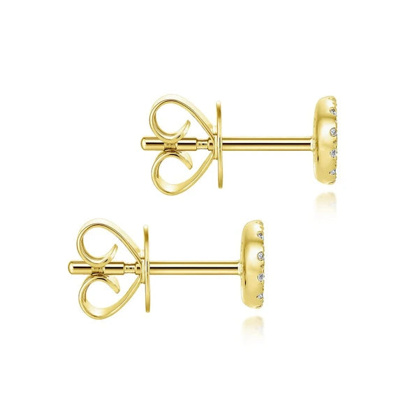 14K Yellow Gold Cluster Diamond Stud Earrings