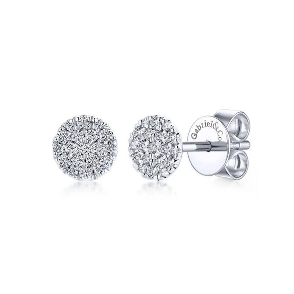 14K White Gold Round e Diamond Stud Earrings
