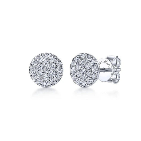 14K White Gold Round e Diamond Stud Earrings