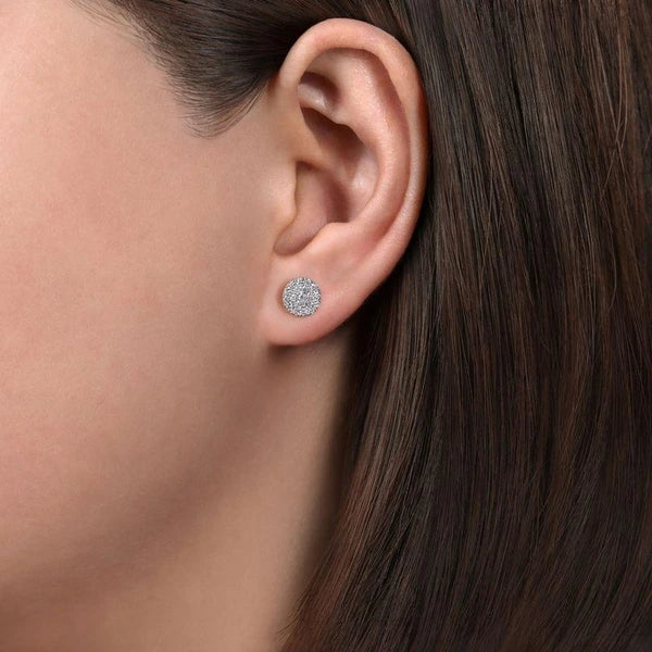 14K White Gold Round e Diamond Stud Earrings
