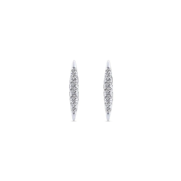 14k White Gold Elongated Teardrop Diamond Drop Earrings