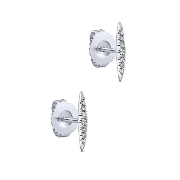 14k White Gold Elongated Teardrop Diamond Drop Earrings