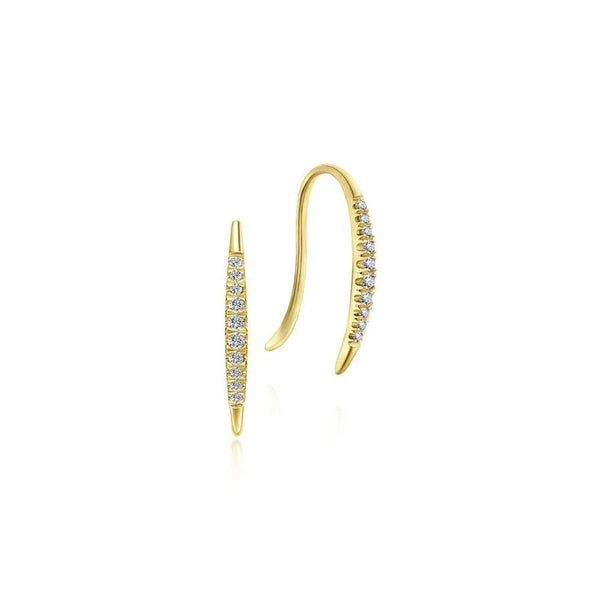 14K Yellow Gold Tapered Diamond Threader Drop Earrings